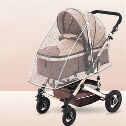 EVA Universal Baby Stroller Rain Cover Children Car Windshield Waterproof Front Zipper U-shaped Large Opening Enlarged Thickened