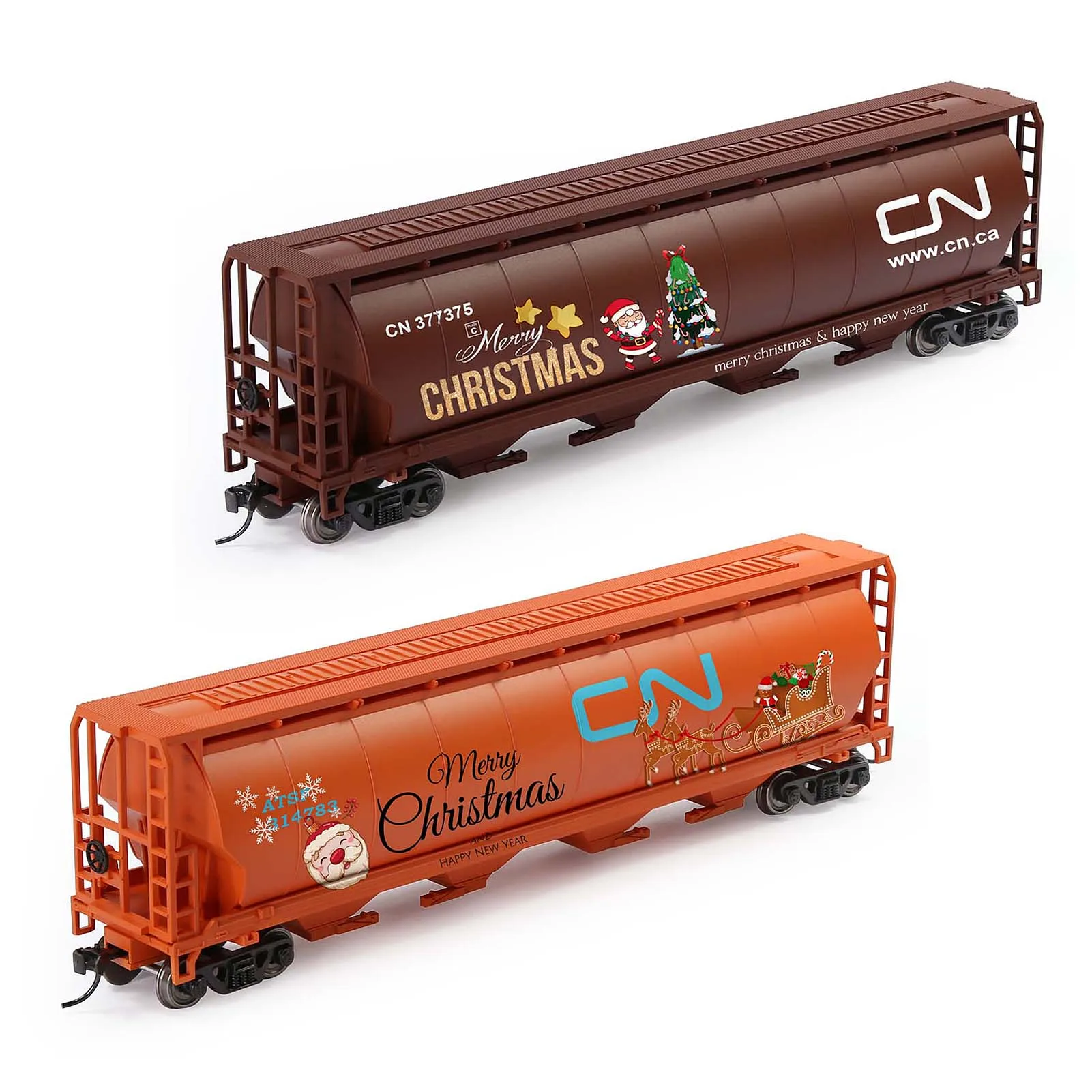 Evemodel Trains HO Scale Cylindrical 4-Bay Grain Covered Hopper DIY Graffiti Model Wagons for Christmas C8744MC