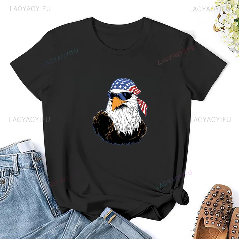 July 4th Patriotic Eagle chic novel printed pattern street wear fashion casual trend summer daily unisexes short-sleeved T-shirt