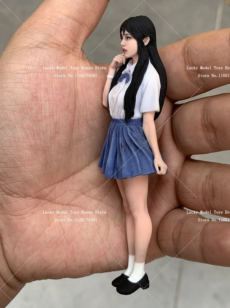 Uniforme JK a escala 1/16, escultura de chica de belleza impresa colorida, adorno de escritorio/coche, muñeca femenina de 10cm, juguetes, regalo, accesorio de escena