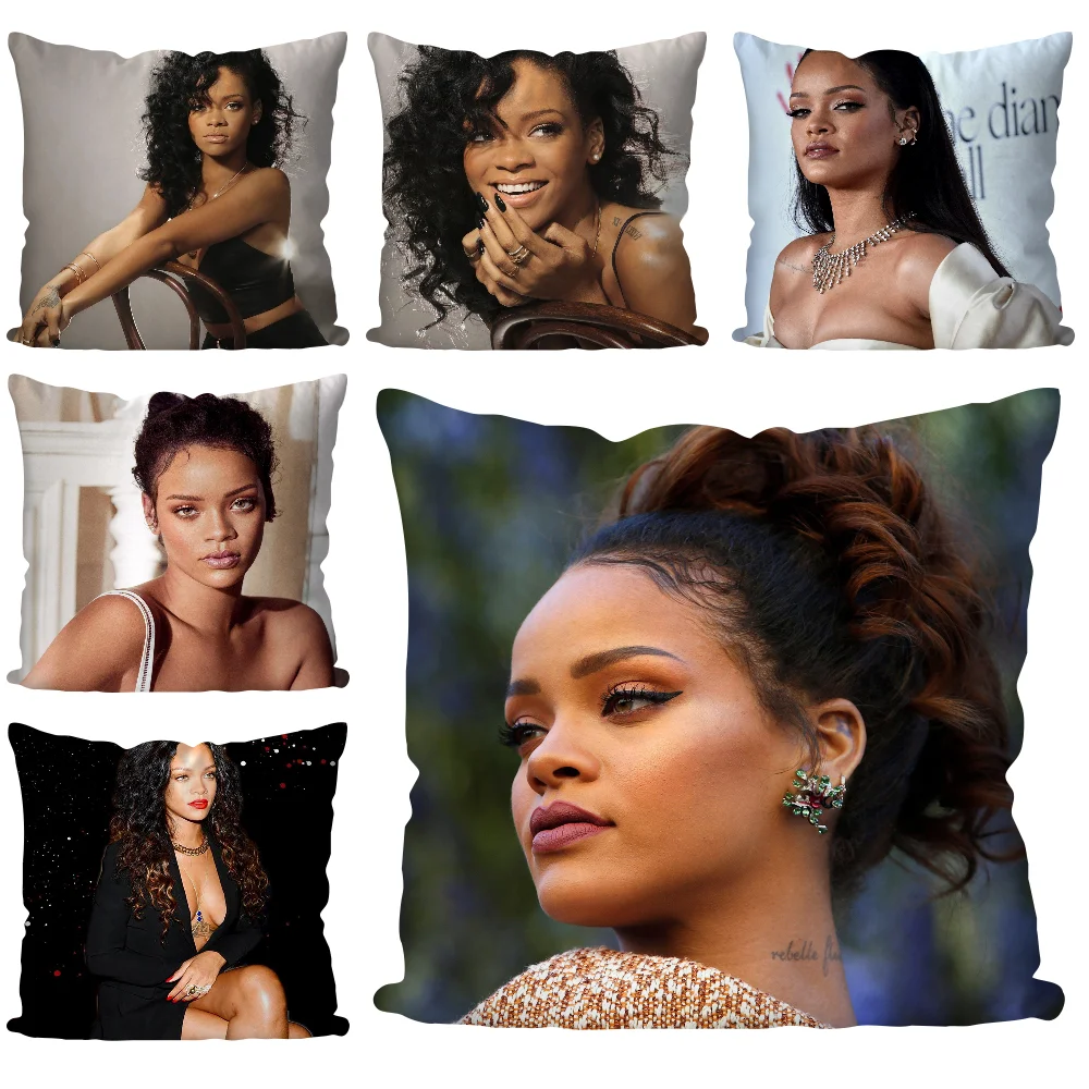 Singer R-Rihanna Pillow Case  Cartoon Sofa Decorative Home Double-sided Printing Short Plush Cute Cushion Cover