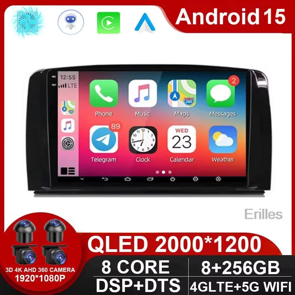 

9-дюймовый Android 15 для Mercedes Benz R-Class R Class W251 R280 R300 R320 2005-2017 Автомобильный радиоприемник 4G Авторадио Видео Мультимедиа Navi