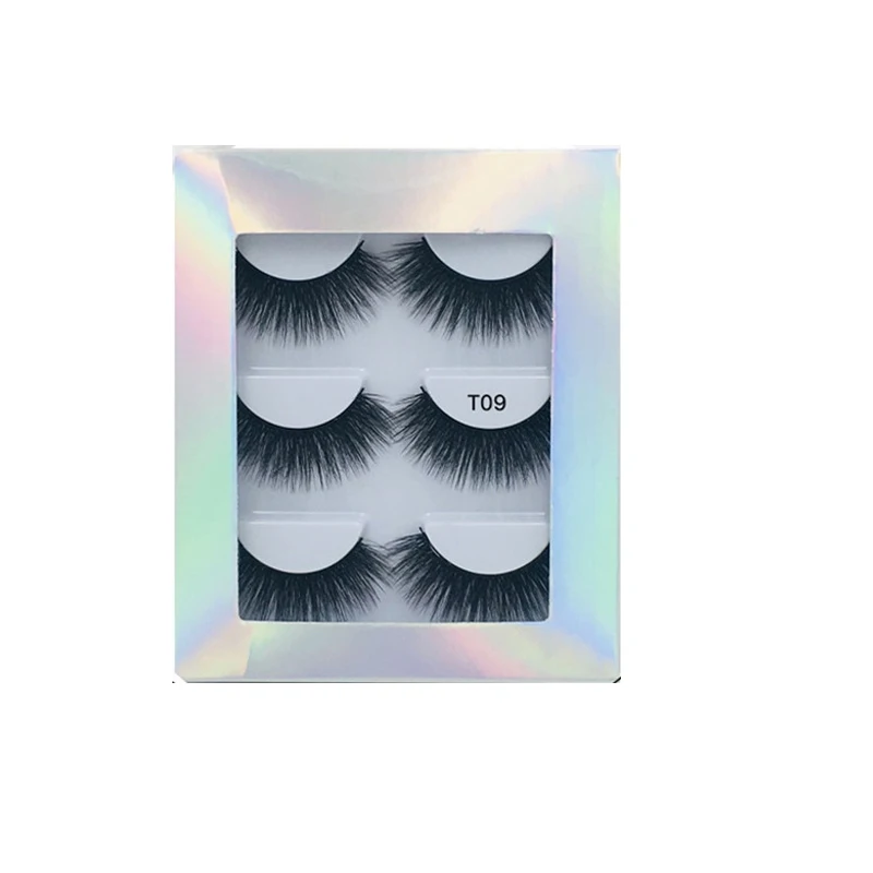 3 pairs/Boxes Ultra-light natural magnification bushy Mink multi-layer texture eyelashes with Laser silver box