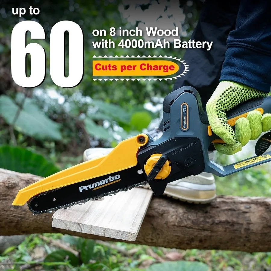 8 Inch Cordless Hand-held Electric Chain Saw with Auto Oiler for Efficient Tree Trimming and Wood Cutting Compatible with  18V