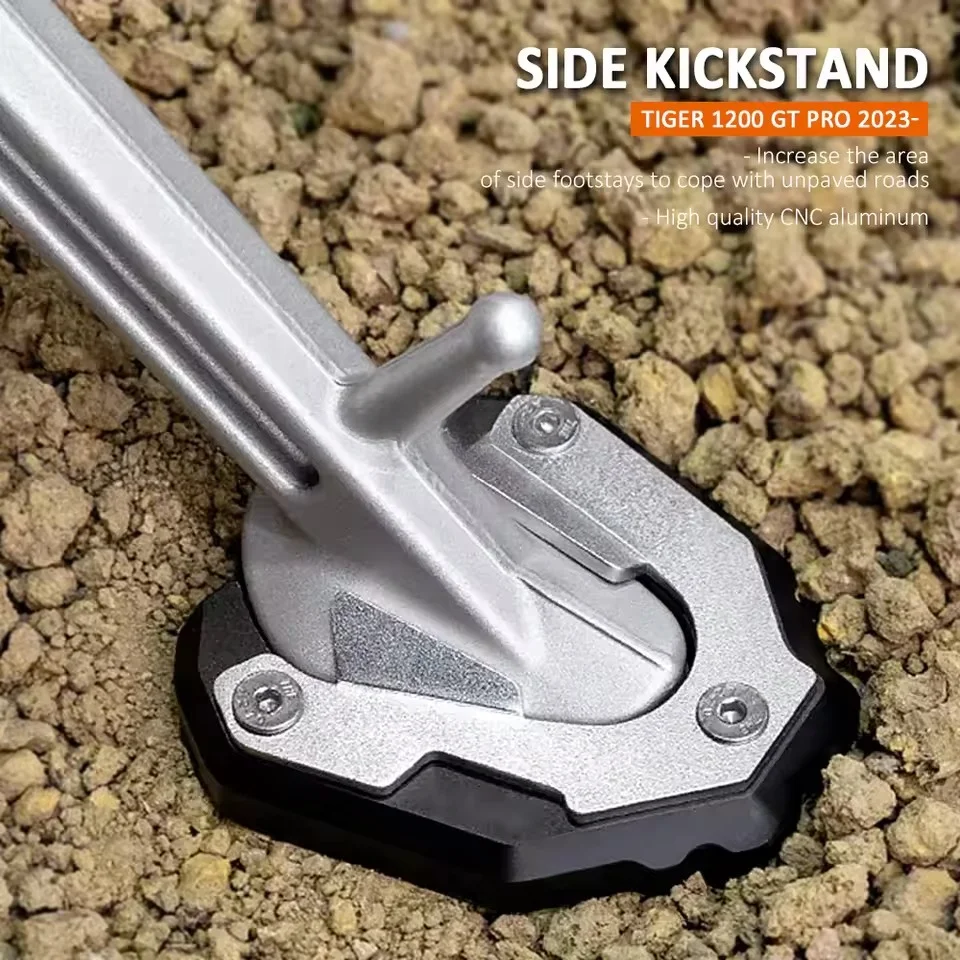 New Motorcycle Kickstand Extender Foot Side Stand Extension Pad Anti-skid Enlarged Base For Tiger 1200 TIGER 1200 GT PRO 2023