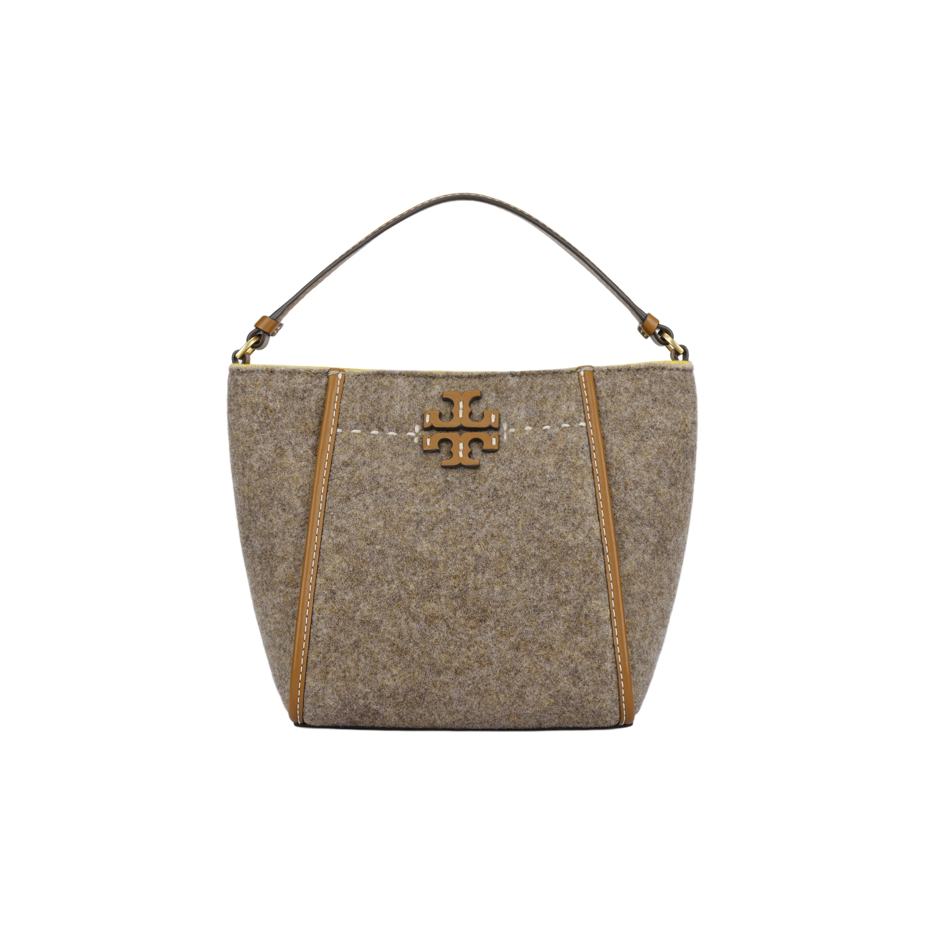 TORY BURCH Bolso de mano, bandolera y cruzado de fieltro a cuadros McGraw, pequeño, para mujer, color taupe 138952-294