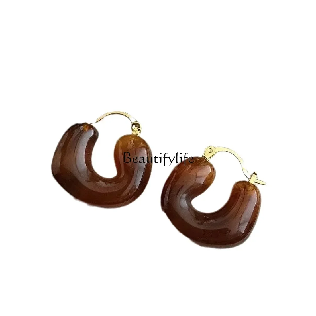 Maillard amber European and American exaggerated personality fashionable retro earrings