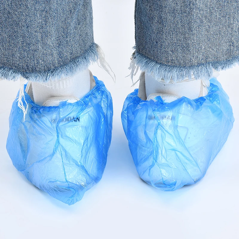 1Pack Plastic Shoe Cover 100pcs/Pack Disposable Waterproof Dustproof Thickened Plastic One Size Foot Cover For Home