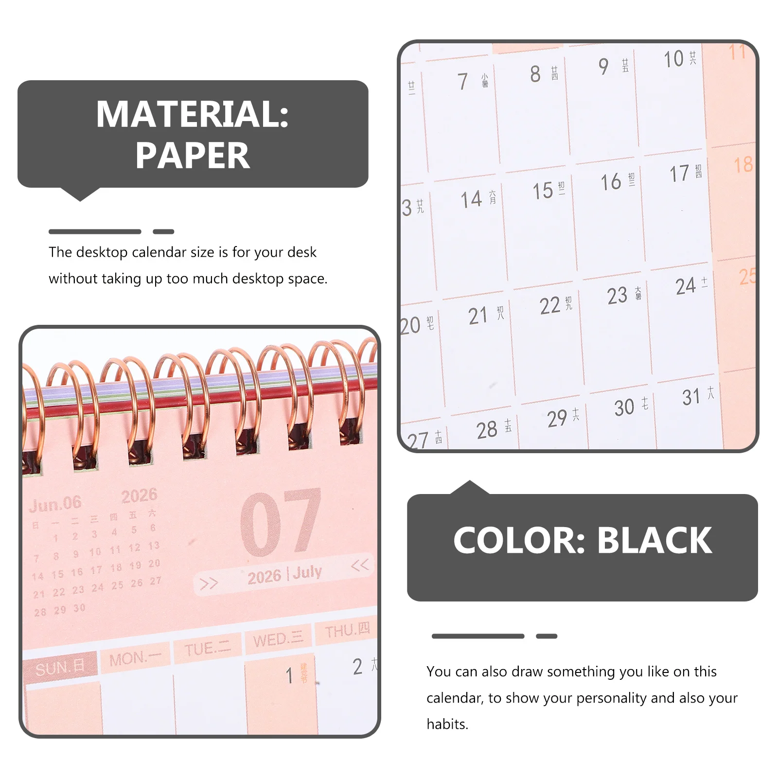 2026 Desk Calendar Dark Red Minimalist Foldable Stand Up Planner For Home Office Daily Schedule Organizer Table Calendar