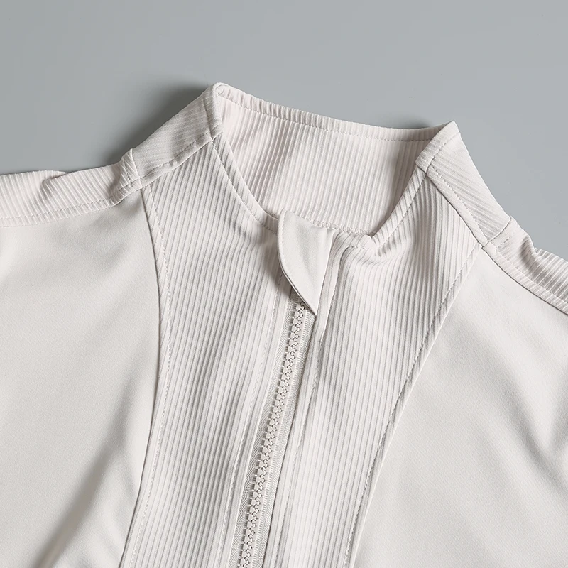 スタンドカラーハーフジッパータイトスポーツジャケット女性用ショートランニングフィットネス服トップトレーニング痩身ヨガスーツロング