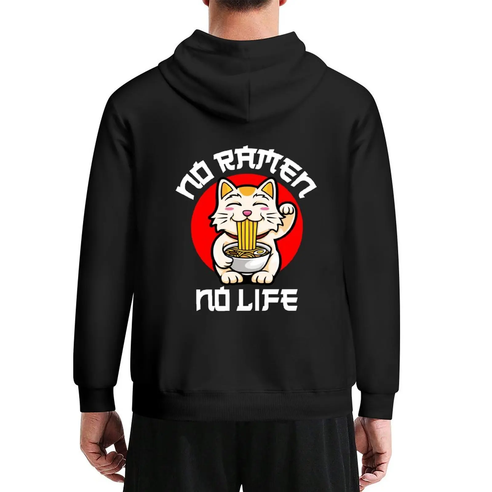 

No Ramen No Life Anime Japanese Noodles Cat Hoodie autumn jacket men mens designer clothes mens clothes mens hoodies
