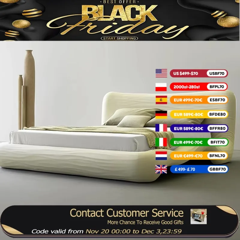 

Europen Luxury Velvet Bed Double Set White Large Floor Adults Headboards Bedroom Beds King Size Loft Cama De Casal Furniture