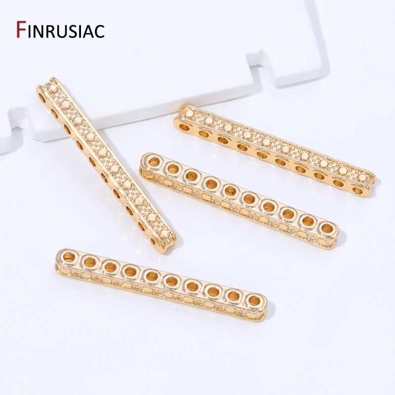 14K Gold Plated Brass Zircon Beads Separators,Multiple Rows Separator Spacer Bars For DIY Bracelet Jewelry Making Accessories view 2