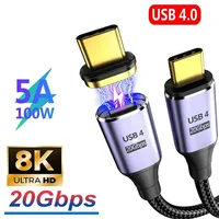 USB4.0 20Gbps Magnetic Cable PD 100W 5A Fast Charging USB Type C to Type C 8K@60Hz Thunderbolt 3 Data Cable For Macbook Pro 2m