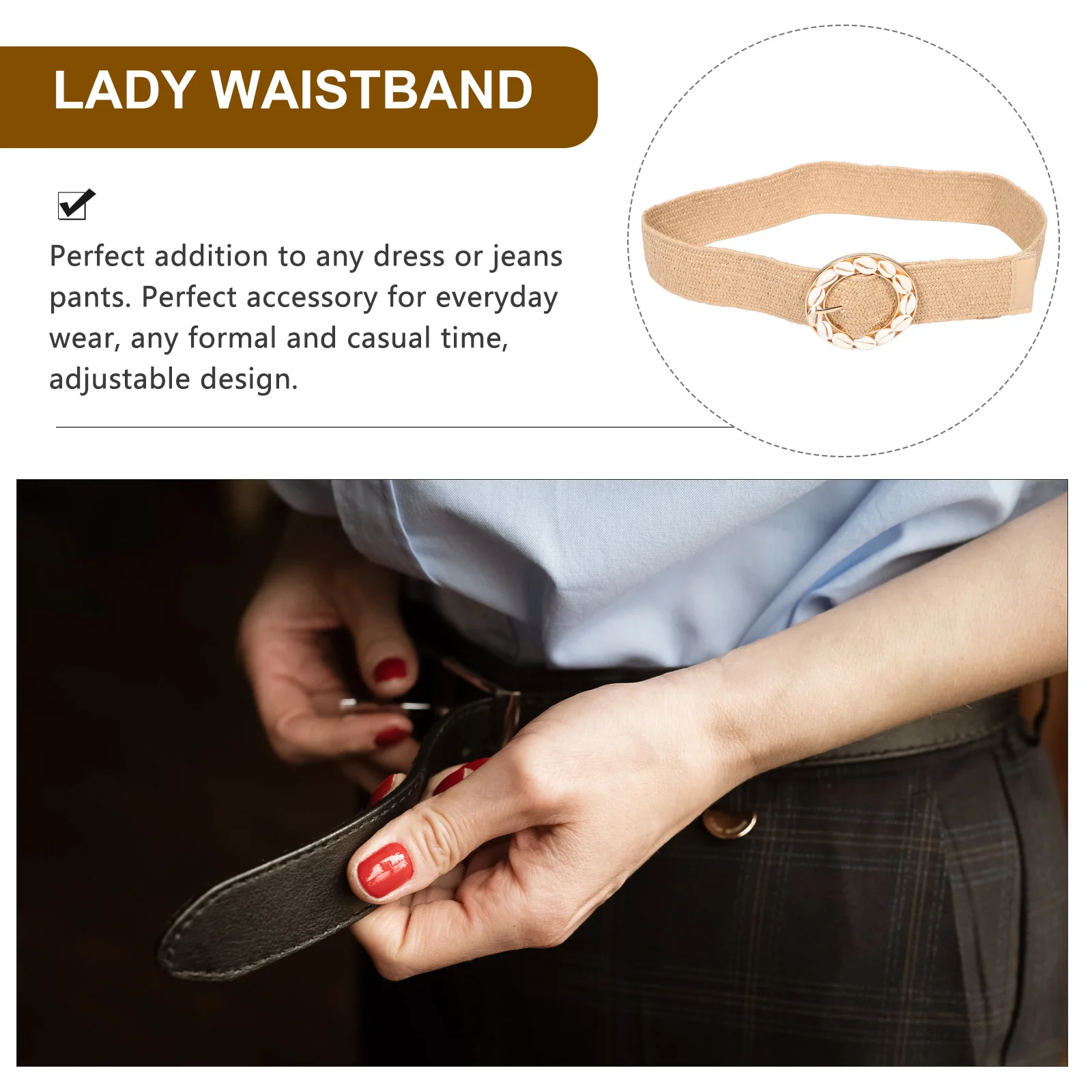 بوهو حزام مطاطا تمتد واسعة مشبك دائري شل الديكور فساتين عطلة النساء عادية موضة حزام بوهو حزام