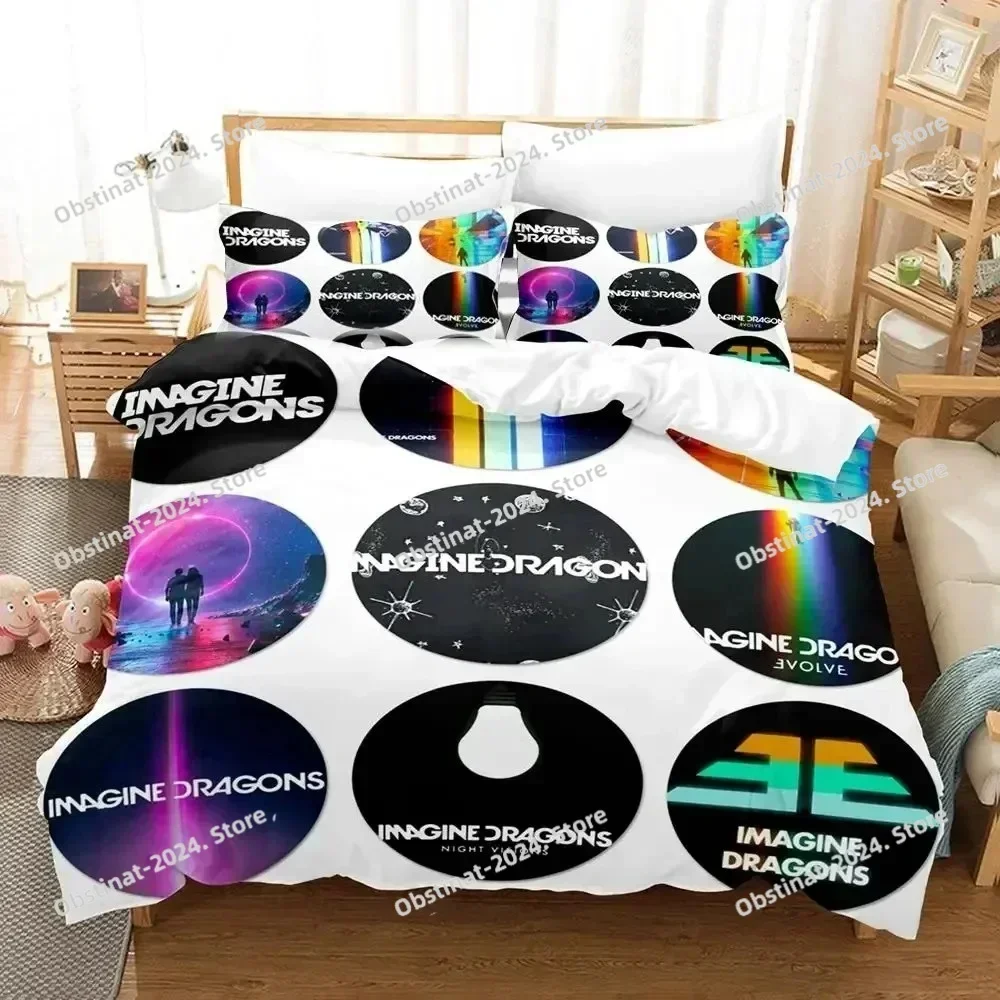 3D Print Imagine Dragons Album Cover Bedding Set Duvet Cover Bed Set Quilt Cover Pillowcase Comforter king Queen Size Boys Adult