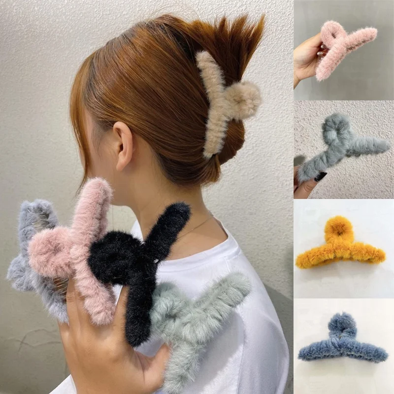 女性用アクリルヘアクリップ,カニのぬいぐるみ,人工毛皮,サメの頭飾り,エレガントなファッション