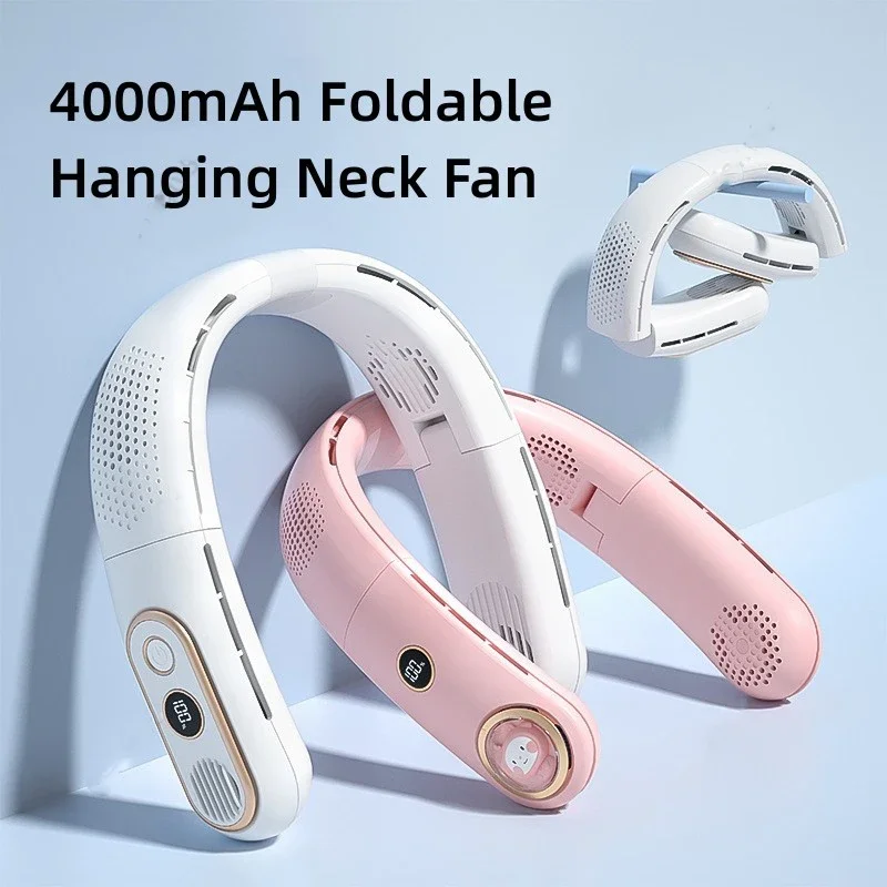 

Portable Mini Neck Fan Portable Bladeless Fan USB Rechargeable Leafless Hanging Fans Air Cooler Cooling Wearable Neckband Fans