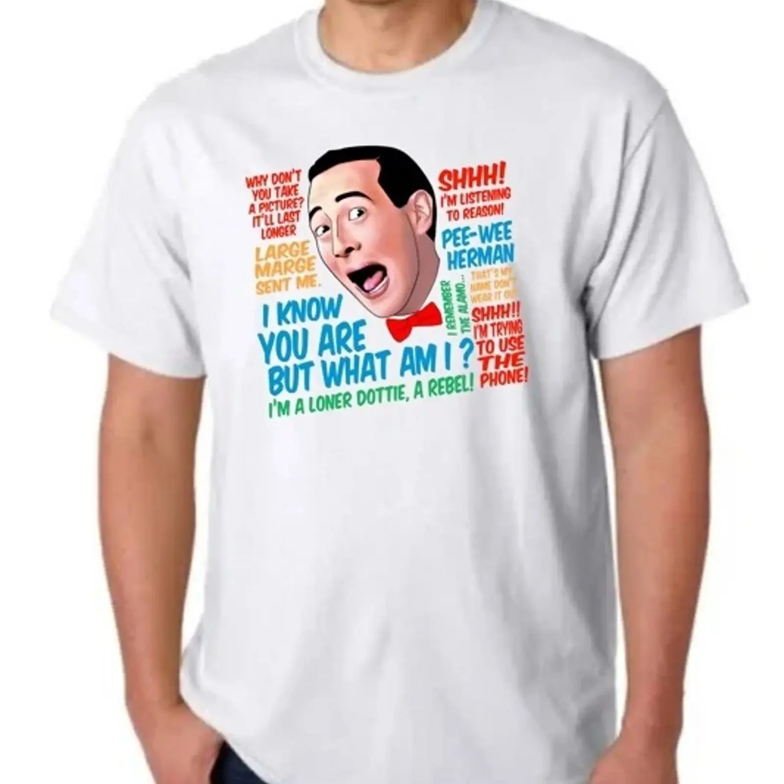 PEE WEE HERMAN T SHIRT TEE PEEWEE PLAYHOUSE BIG ADVENTURE PUPPET vintage Washed Stretched Stylish graphic homme Unisex Slightly