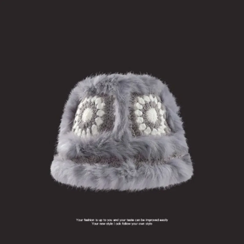 Cold and Warm Protection Fur Knitted Plush Bonnet Soft and Skin Friendly Plush Cute Face-Looking Small Wool Hat Material Safety