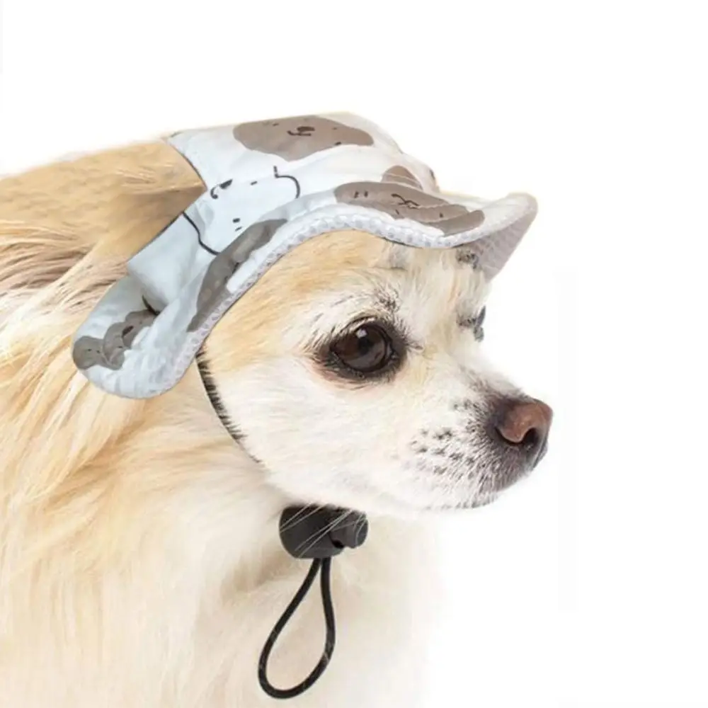 Fashion Cartoon Dog Fisherman Hat Breathable Adjustable Dog Sunshade Hats with Ear Holes Sun Protection Pet Sun Hat Travel