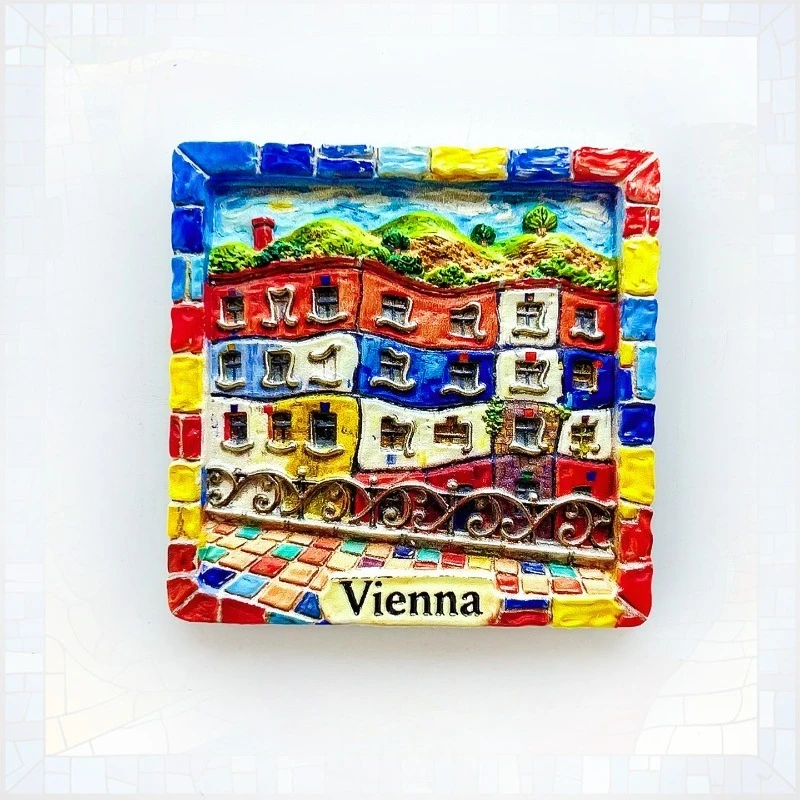 Vienna Austria Fridge Magnet - Charming 3D Colorful House Souvenir Unique Artistic City Gift for Travel & Eclectic Home Decor
