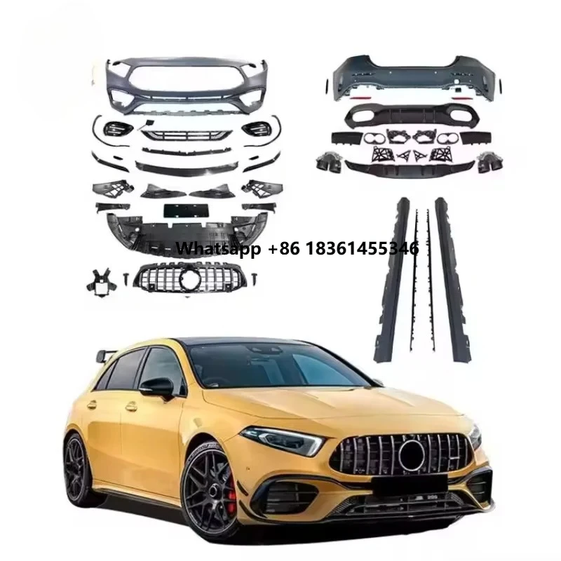

For A Class W177 Hatchback Sedan Facelift A45 Bodykit with Front Rear Bumper Diffuser Grille Exhaust Side Skirt