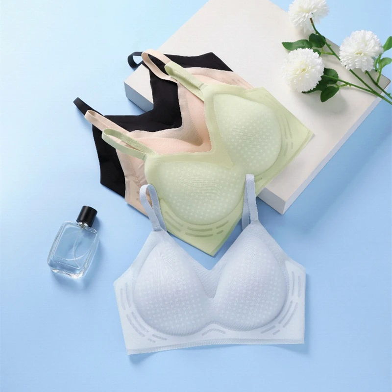 KUCLUT  Ice Silk Seamless Underwear Women's Small Breast Gathering Wireless Breast-Reducing Cooling Beautiful Back Bra view 2