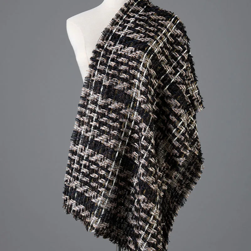 50x145cm Black And White Yarn-Dyed Braided Tweed Fabric For Women Autumn Jacket Dress Suits Coat Handbag DIY Cloth Sewing