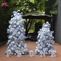 Birthday Party Fleur Artificielle Decoration High Quality KT Board Silk Artificial Flower Arrangement Blue White Flowers HY2330