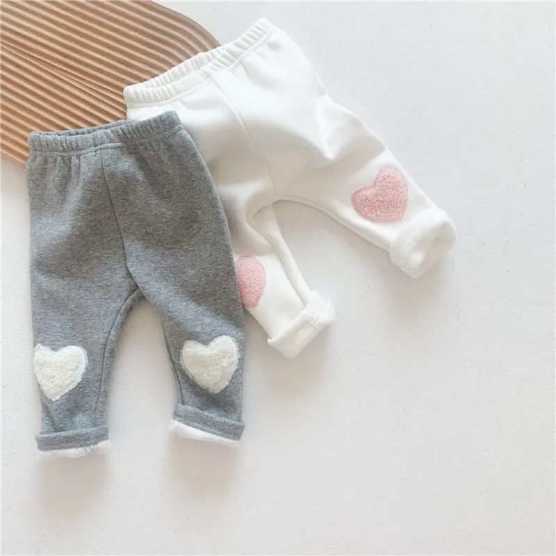 Lente en herfst Kinderleggings van puur katoen, kniebeschermers, babymeisjes, herfst en winter, fluwelen dunne fluwelen broek uit één stuk