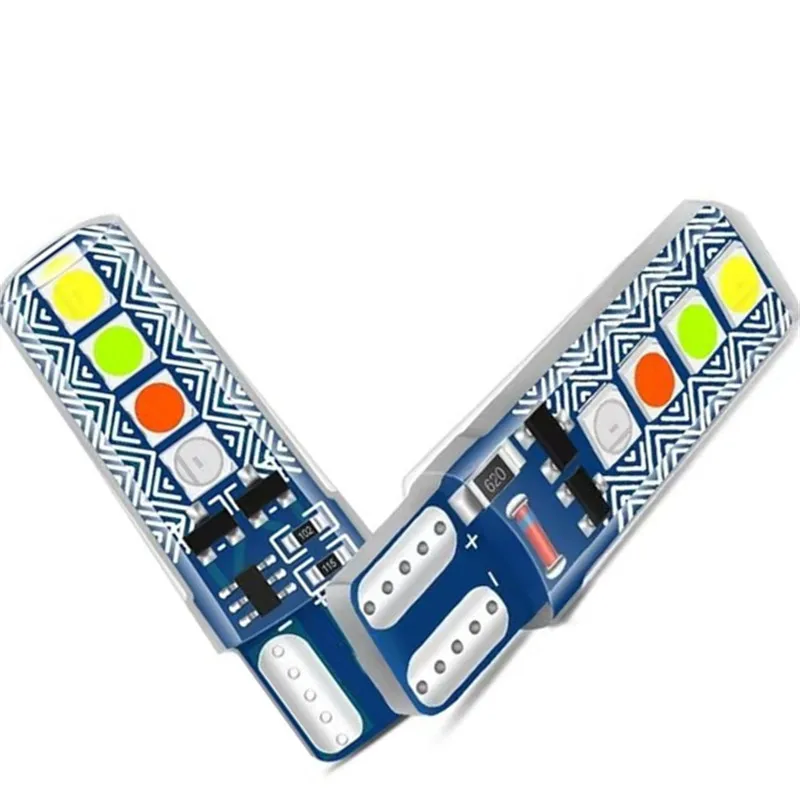 

10PCS RGB T10 3030 8SMD LED Car License Plate Light Strobe Flash Side Marker Parking Lamp W5W/194 Clearical Lights for Vehicle