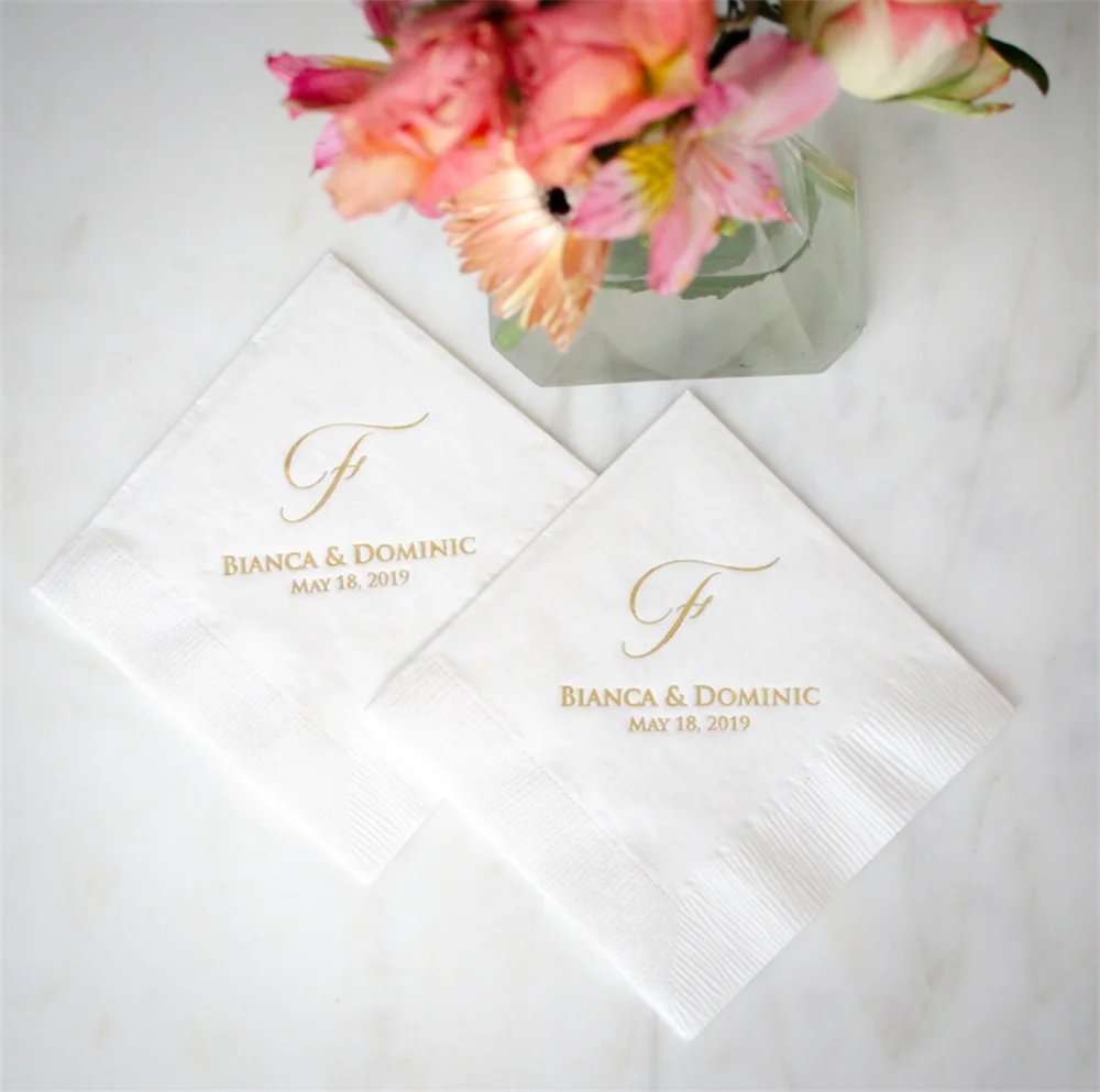 

50PCS Wedding Reception Napkins, Custom 3 Ply Cocktail Napkins, Classic Wedding Napkins, Personalized Napkins, Bridal Shower