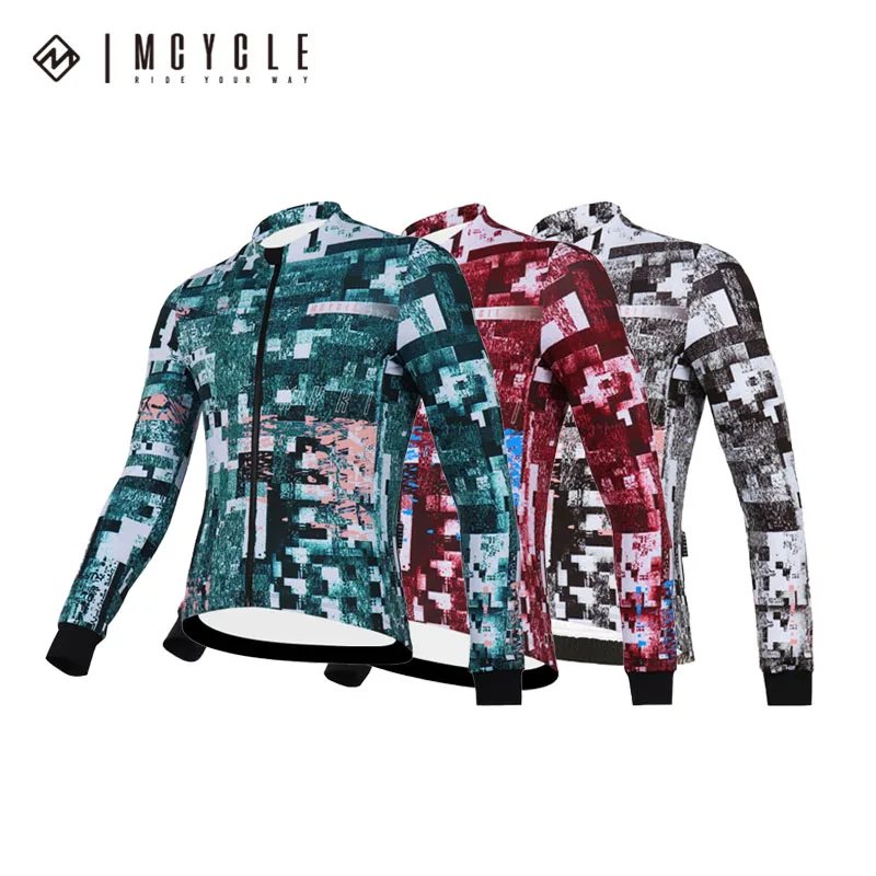 Mcycle Winter Thermal Fleece Cycling Jackets Waterproof Bicycle Bike Cycling Clothes Warm Men Long Sleeve Bicycle Jersey