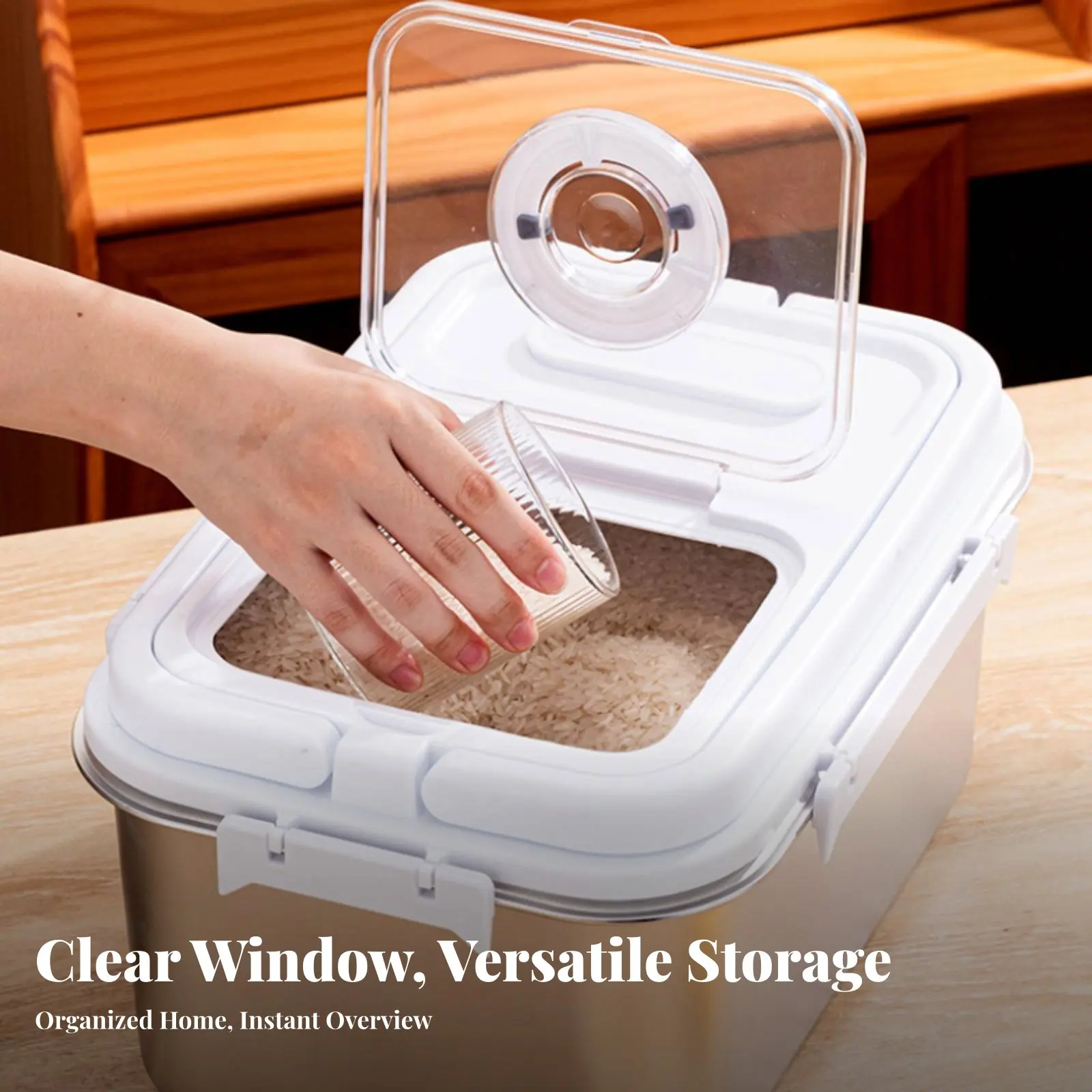 Stainless Steel Rice Bin Moisture-Resistant Pet Food Storage Box Airtight Grain Container Versatile Metal Grain Storage Box view 3