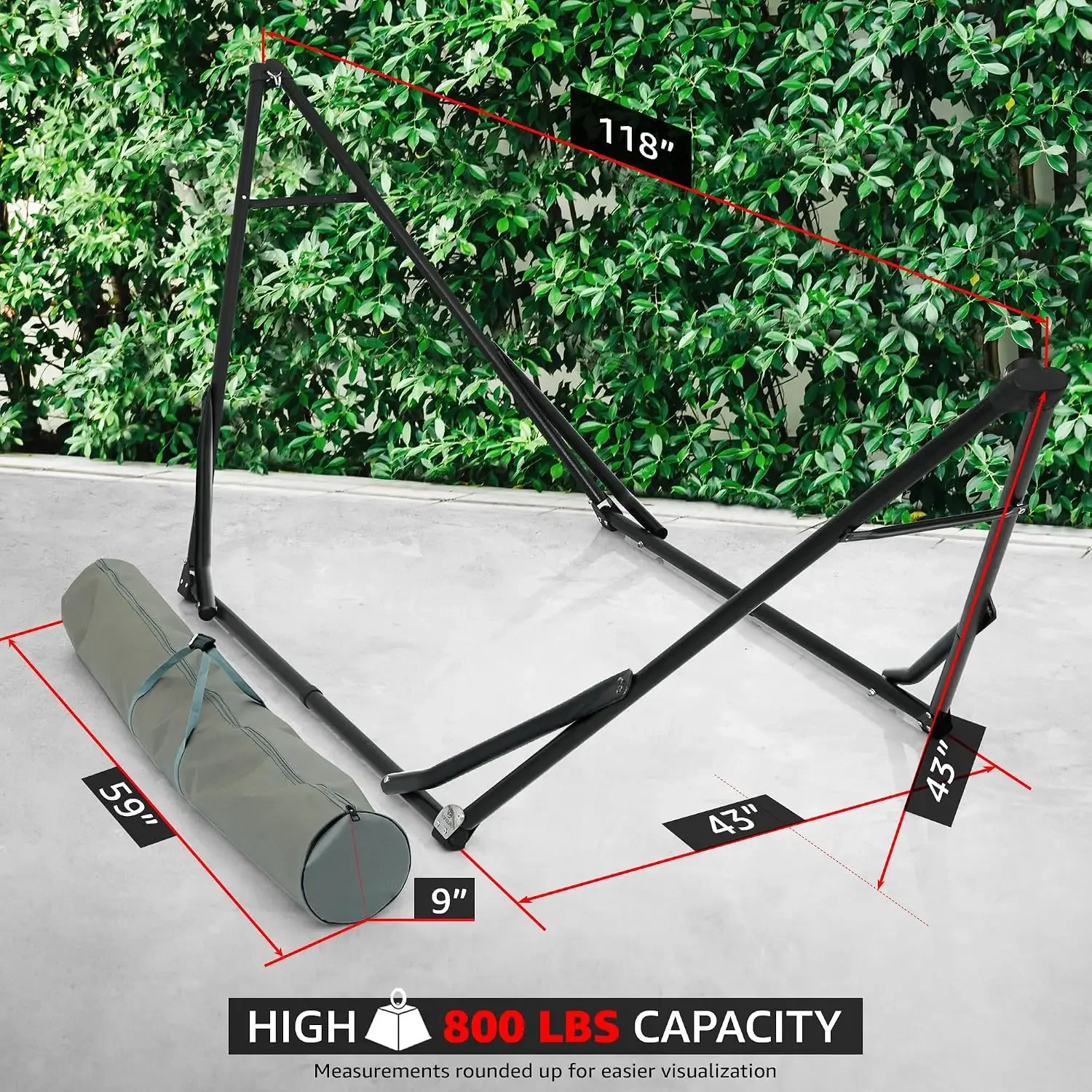 Unity Hammock Stand, Collapsible Camping Hammock and Stand, 800 lbs Capacity Steel Double Hammock Stand for 2 Persons, Steel Fra