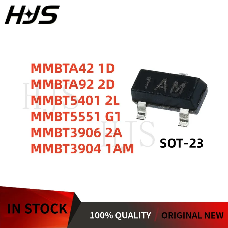 100PCS MMBTA42 1D MMBTA92 2D MMBT5401 2L MMBT5551 G1 MMBT3906 2A MMBT3904 1AM SOT-23 Transistor NEW