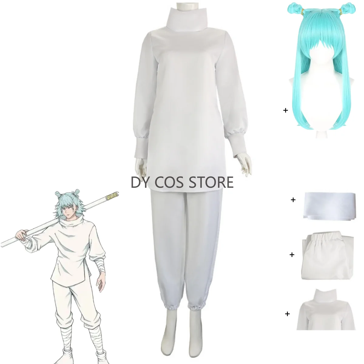

Anime Jujutsu Kaisen Season 2 Kashimo Hajime Cosplay Costume White Practice High School School Uniforms Wig Man Woman Party Suit