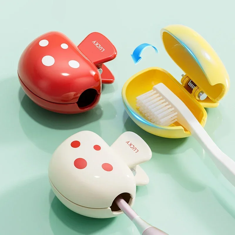 

Mushroom Shape Portable Toothbrush Head Cover Clips Plastic Dustproof Head Portable Brush Head Protector for Home