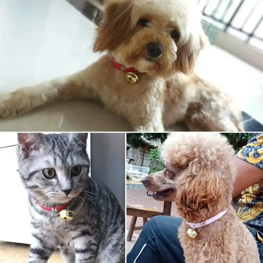 

Cute Pet Paw Print Bones Cat Dog Collar Soft Leather with Bell Cat Bell Collar Adjustable Pet Collar Pet Supplies