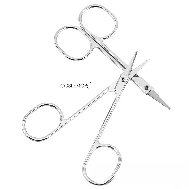 Stainless Steel Nose Hair Cut Round Head Small Scissors Multifunctional Manual Eyebrow Trimming Beard Scissors Beauty Tool