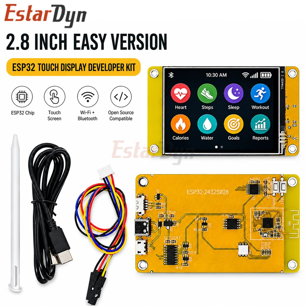 Estardyn 2.8 Inch Easy Version ESP32 TFT Touch Display Dev Board 240x320 Type-C LVGL HMI Module for DIY Embedded Learning
