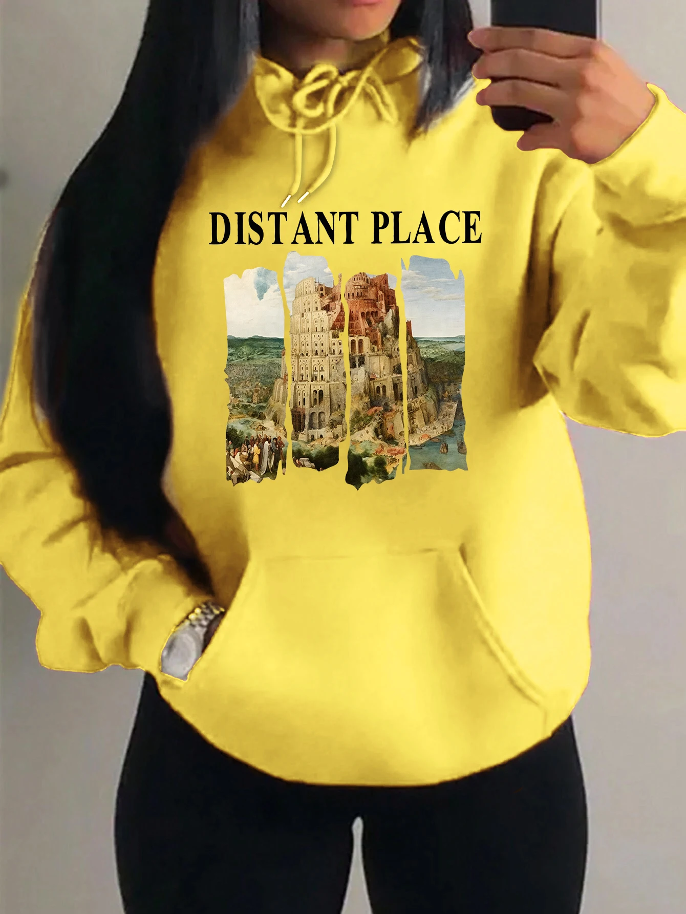 

Distant Place Scenery Design Female Hoody Hip Hop Multicolor Womenswear Creativity Fashion Pullovers Street Pocket Women Hoodie