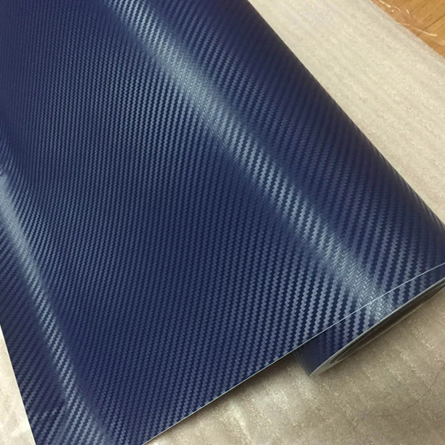 Car Styling Car Sticker 30*127CM 3D DARK BLUE Carbon Fiber Vinyl Film Waterproof DIY Wrap With Retail packaging Motorcycle