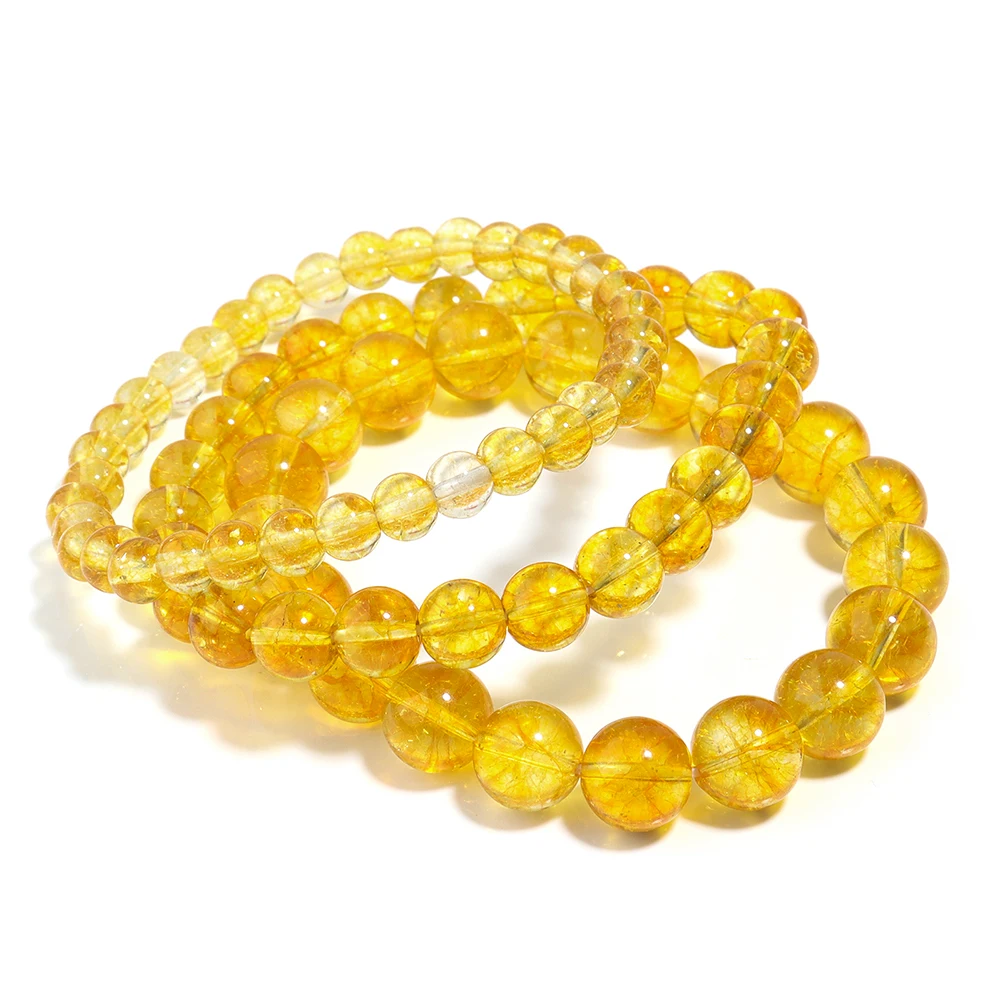 OAIITE gelang Citrine untuk pria wanita, perhiasan batu akik kristal kuarsa hadiah ulang tahun Yoga meditasi meregang, gelang kekayaan untuk pria