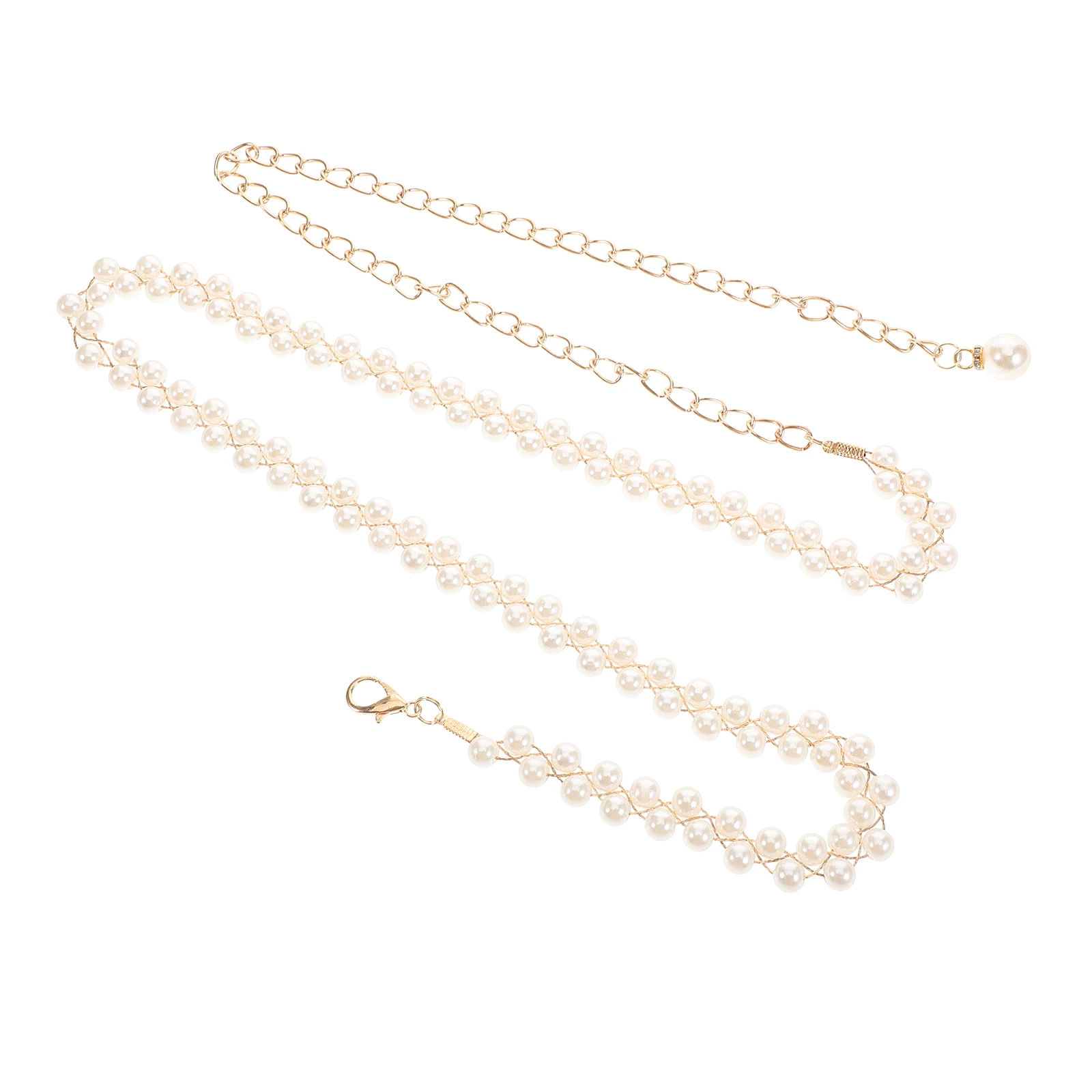 

Elegant Women'S Pearl Waist Chain Adjustable Faux Belt Dress Accessories Beach Party Bridal Wedding Waistbelt Metal Link