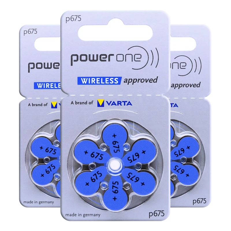 60pcs Powerone Zinc Air Hearing Aid Batteries 675 a675 PR44 P675 Cell Button Battery 1.45V for BTE Super Power Hearing Aids