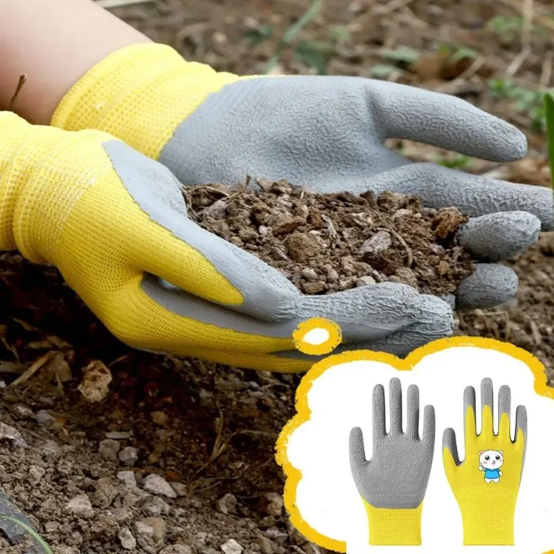 1 Pair Children Labor Cartoon Protective Gloves Non-slip Child Safety Yard Work Gloves Portable Garden Supplies Gardening Gloves