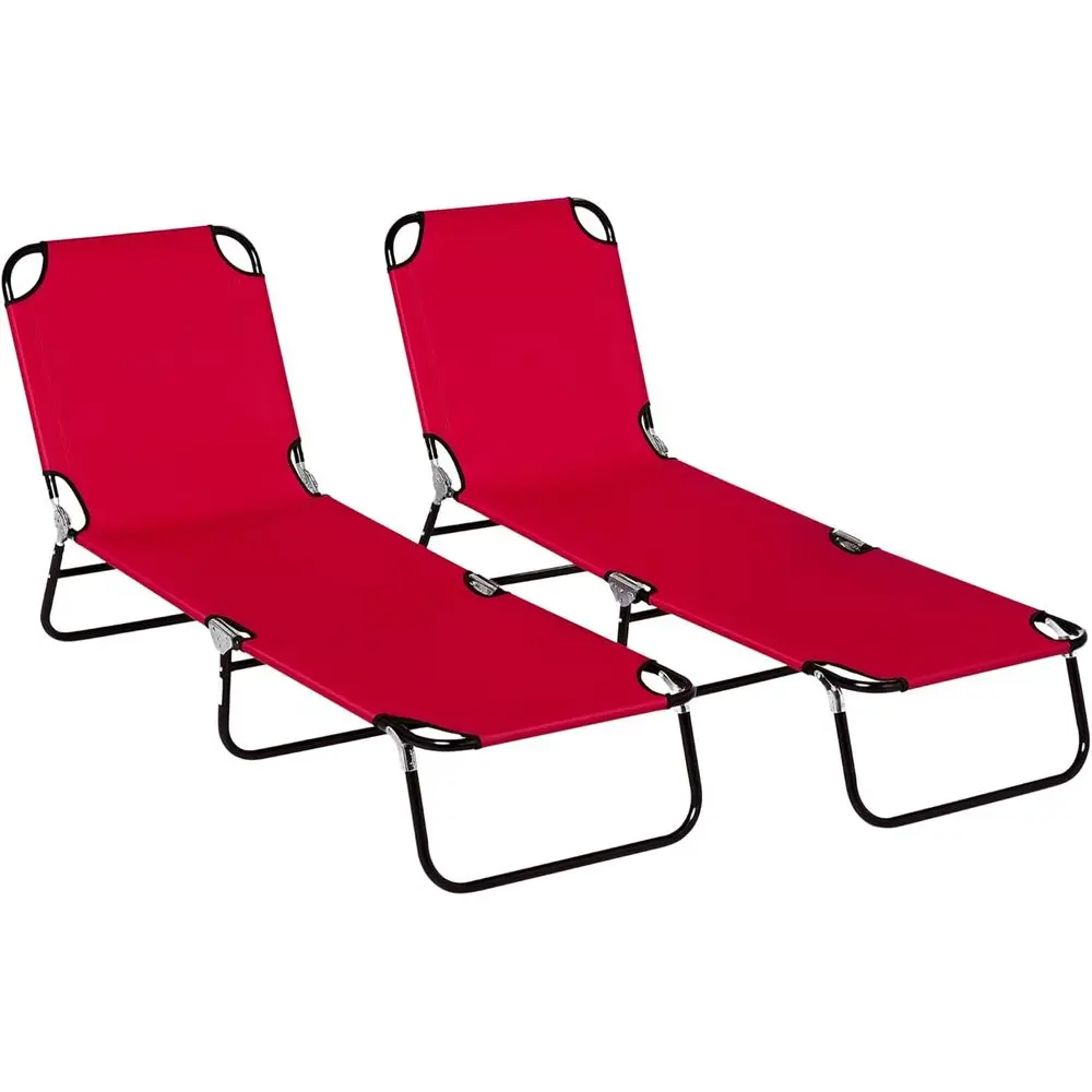 

2-Piece Outdoor Chaise Lounge Chairs, Adjustable Recline for Sunbathing, Steel Frame, Suitable for Poolside, Beach, Yard, Patio,