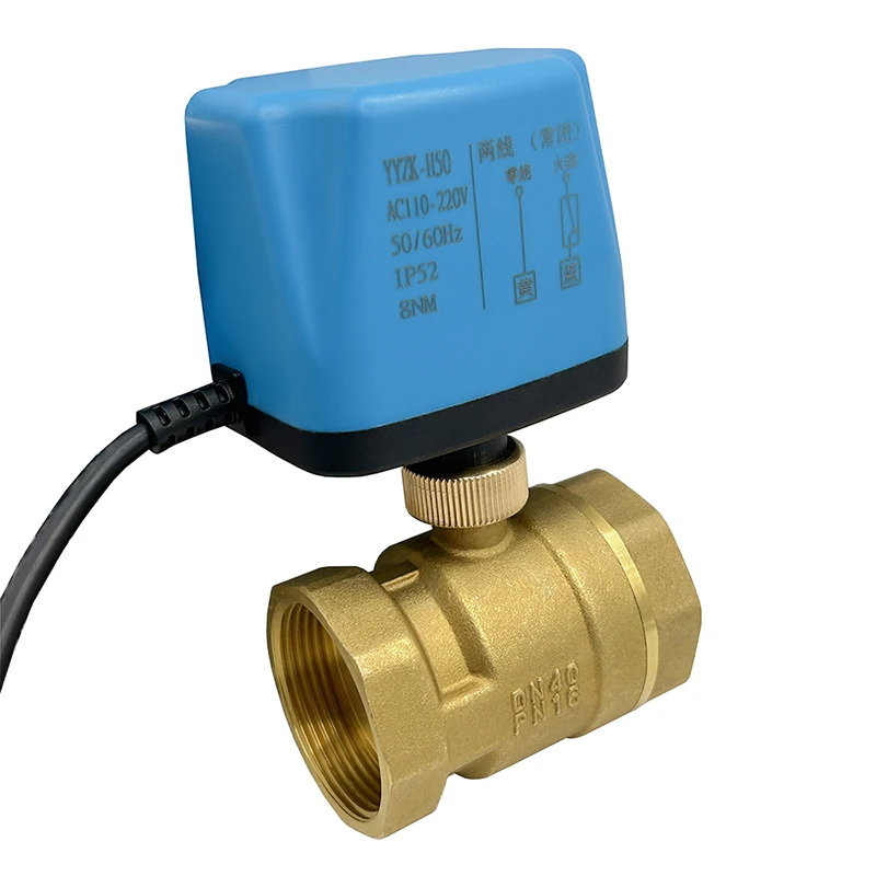 1-1/2'' Two Way Brass Motorized Ball Valve Normally Open Two Wire Control Electric Ball Valve